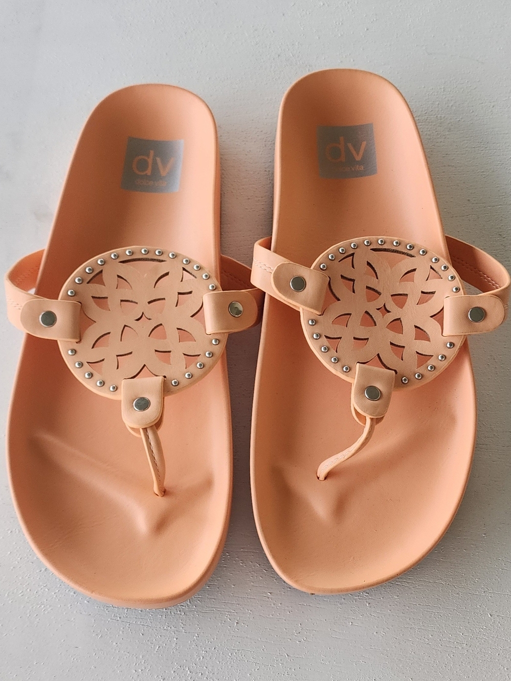 dv by Dolce Vita Peach Floral Medallion Thong Sandals